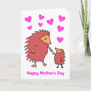 Cute Hedgehog Mother and Child Mothers Day Card