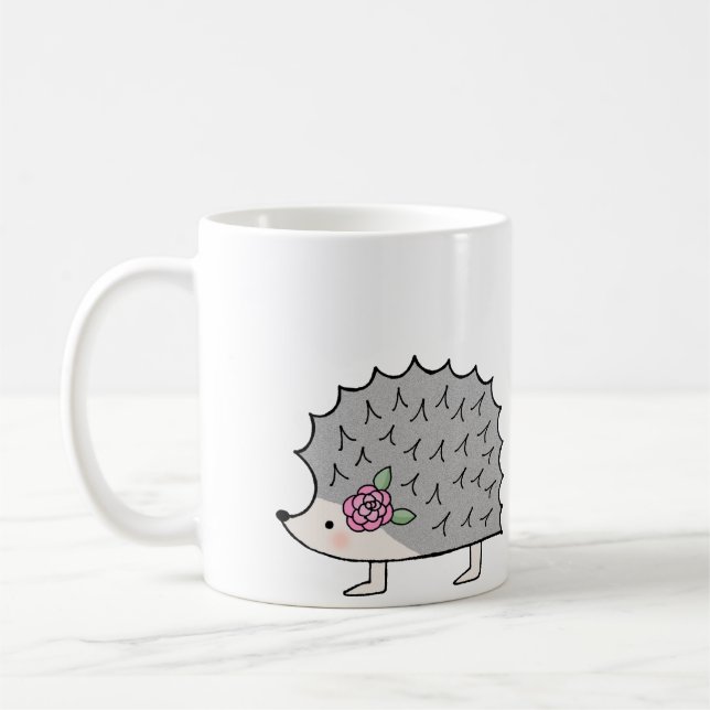 Cute Hedgehog Mug Fun Hedgehog graphic Mug for her (Left)