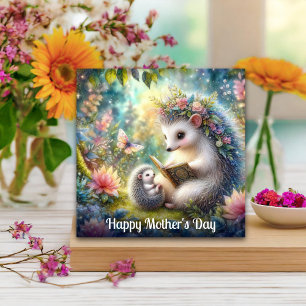 Cute Hedgehog Mum Baby Bedtime Story Mother's Day  Card