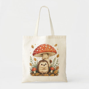 Cute Hedgehog Mushroom Cottagecore Art Tote Bag