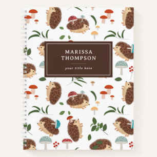 Cute Hedgehog Mushrooms Woodland Forest Animal Notebook