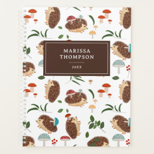 Cute Hedgehog Mushrooms Woodland Forest Animal Planner