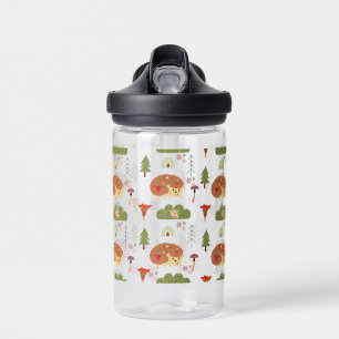 Cute Hedgehog Nature Floral Rainbow Pattern  Water Bottle