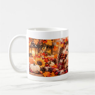 Cute Hedgehog & Owl Fall Mug Editable