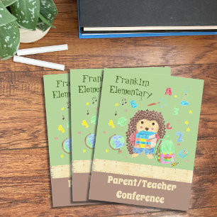 Cute hedgehog parent/teacher conference postcard