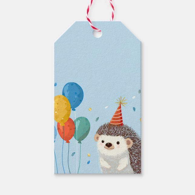 Cute Hedgehog Party Paper  Gift Tags (Front)