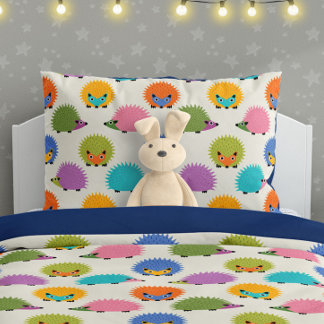 Cute Hedgehog Pattern on Cream Pillowcase