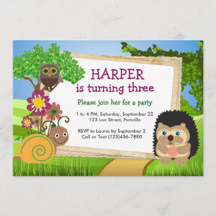 Cute Hedgehog Personalised Birthday Invitation