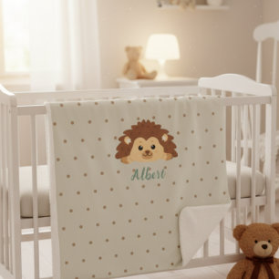 Cute Hedgehog Personalized Baby Blanket
