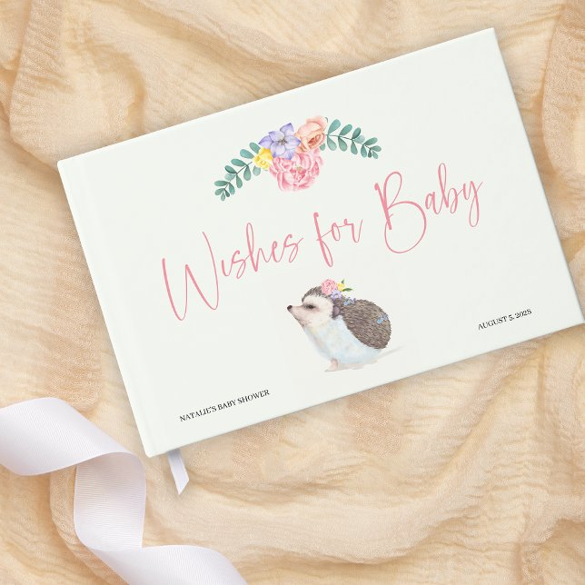 Cute Hedgehog Pink Girl Baby Shower Guest Book (Creator Uploaded)