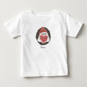 Cute Hedgehog Pink Heart Name Baby T-Shirt