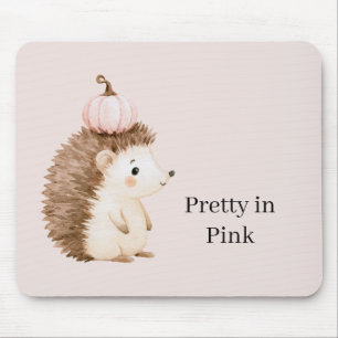 Cute Hedgehog Pink Pumpkin Mouse Mat