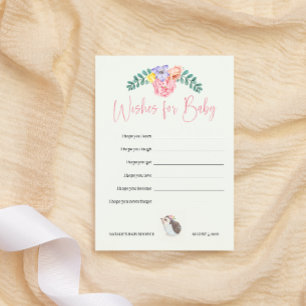 Cute Hedgehog Pink Wishes for Baby Note Card