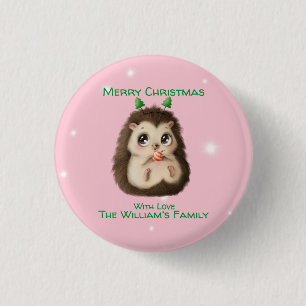 cute Hedgehog Printed Christmas 3 Cm Round Badge