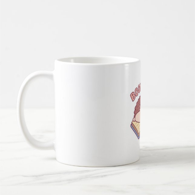 Cute Hedgehog Reading On Book, Book Hog Funny Coffee Mug (Left)