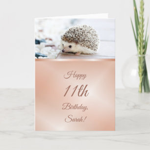 Cute Hedgehog Rose Gold Girls Birthday Card