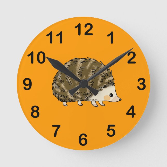 Cute hedgehog round clock (Front)