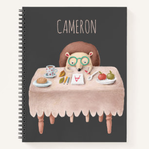 Cute Hedgehog School Homework Cartoon Personalised Notebook