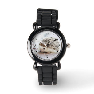 Cute Hedgehog Silver Monogram Numbers Watch