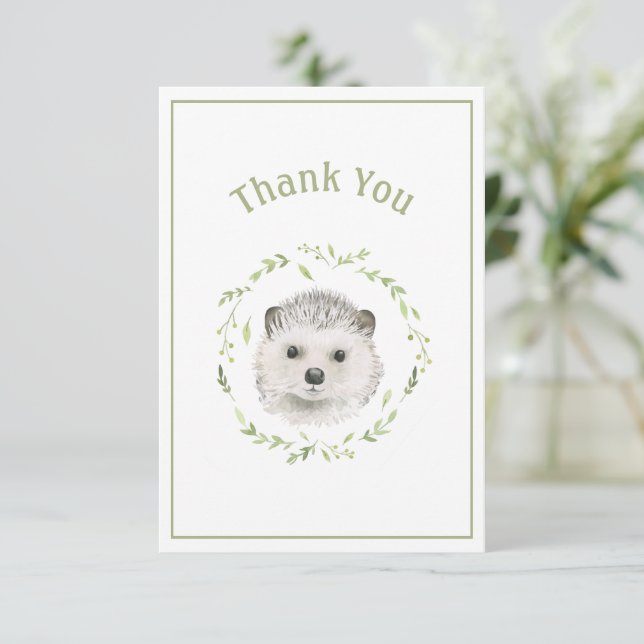 Cute Hedgehog Simple Thank You Card (Standing Front)