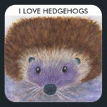 CUTE HEDGEHOG sticker birthday Christmas<br><div class="desc">I have created this lovely sticker using my cute hedgehog watercolour artwork. Choose your own text or make the image bigger. It would make a lovely unique present for anyone and would make anyone smile! Would also be nice tucked into my matching hedgehog card. Please take a look at my...</div>