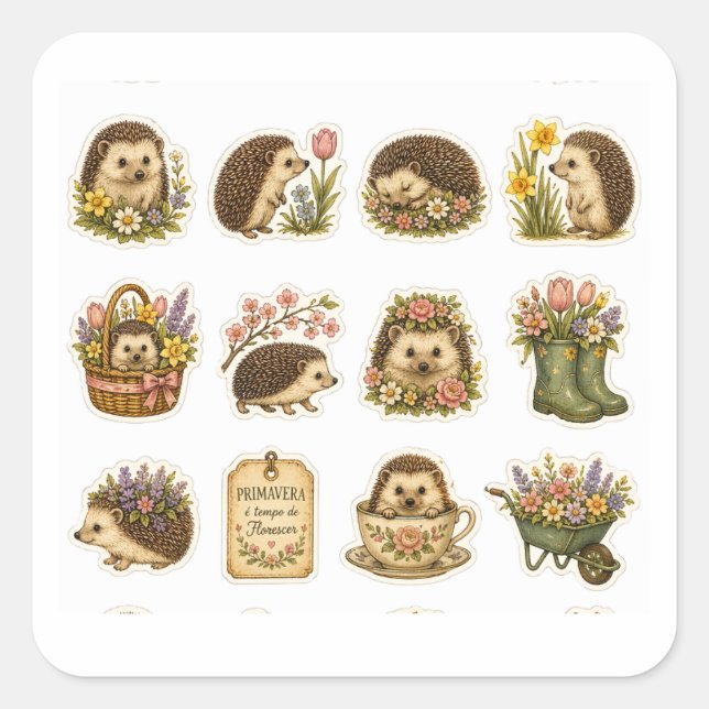 Cute Hedgehog Sticker Sheet (Front)