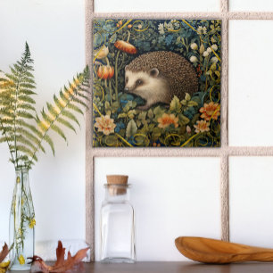 Cute Hedgehog Tapestry William Morris Style Tile
