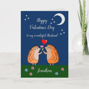Cute Hedgehog Valentines Folded Greeting Card