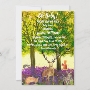 Cute Hedgehog Watercolor Woodland Animals Fox Hare Invitation