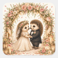 Cute Hedgehog Wedding Ceremony Romantic Floral