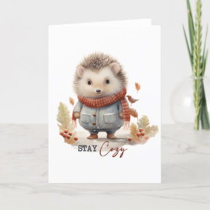 Cute Hedgehog Winter BLANK  Holiday Card