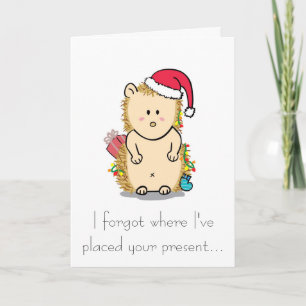 Cute Hedgehog with Christmas Hat Greeting Card