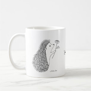 Cute hedgehog with Flower Ink drawing custom name Coffee Mug