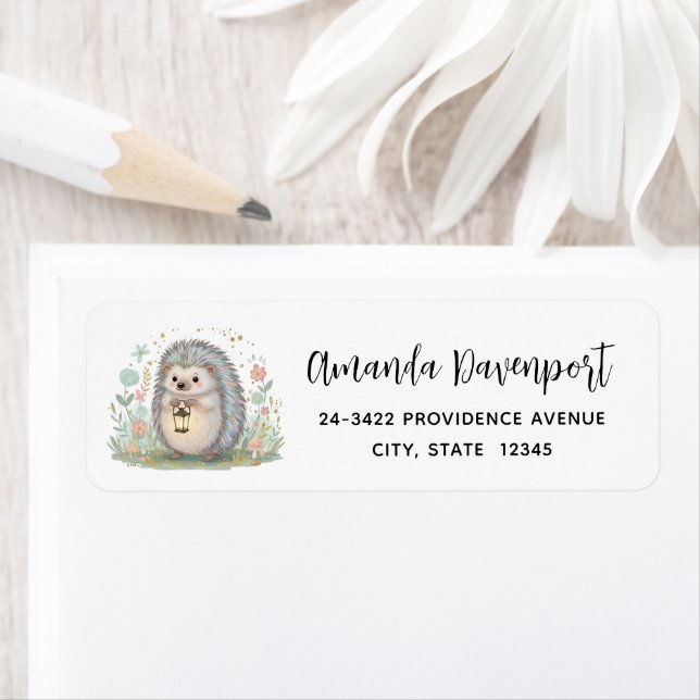 Cute Hedgehog with Lantern Address (Insitu)