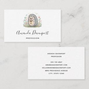 Cute Hedgehog with Lantern Business Card