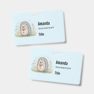 Cute Hedgehog with Lantern Business ID Badge