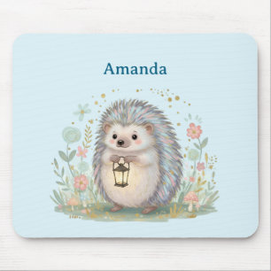 Cute Hedgehog with Lantern Mouse Mat