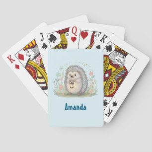 Cute Hedgehog with Lantern Playing Cards