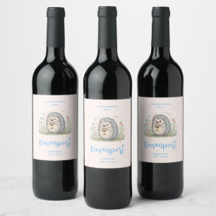 Cute Hedgehog with Lantern - Wine Making Label