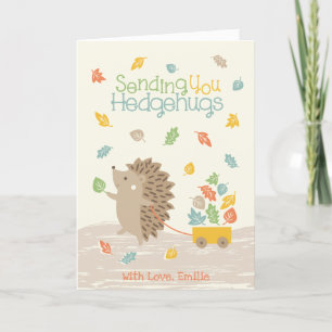 Cute Hedgehog with Little Leaves Car Thank You Card