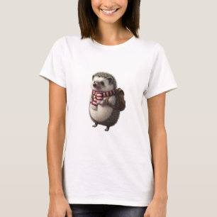 Cute Hedgehog with Scarf and Backpack T-Shirt
