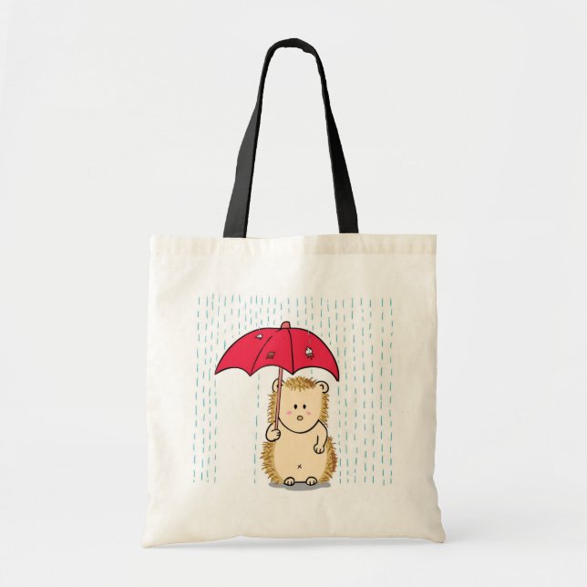 Cute hedgehog with torn umbrella tote bag (Front)