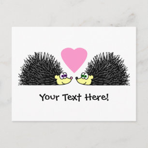 Cute Hedgehogs In Love Postcard