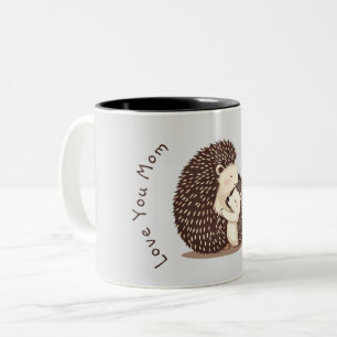 Cute Hedgehogs Mother's day custom message Two-Tone Coffee Mug