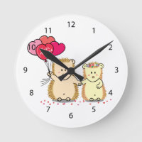 Cute hedgehogs with balloons, newly married couple