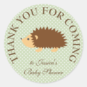 Cute hedgie hedgehog thank you baby shower small classic round sticker