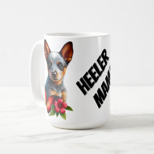 Cute Heeler Puppy With Butterfly and Flower  Coffee Mug