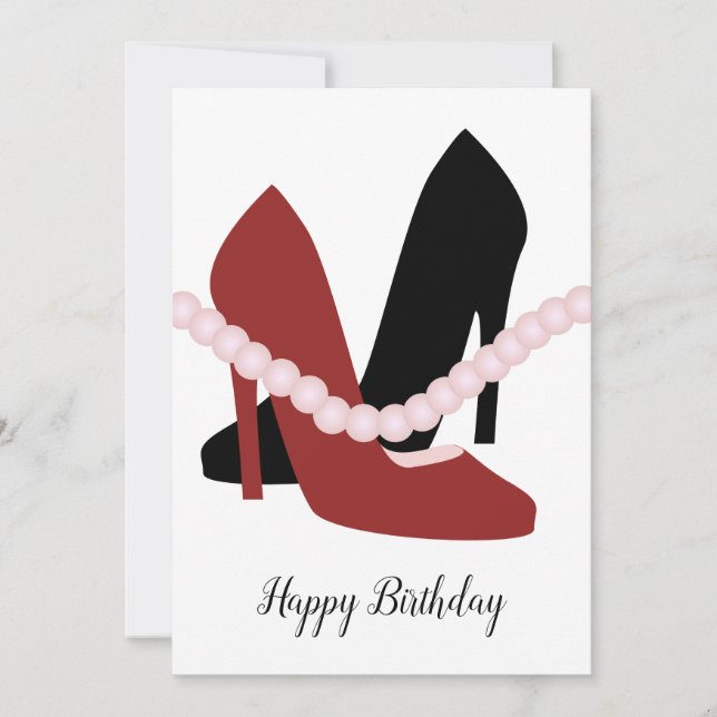 Cute Heels Pearls Woman Fashionista Invitation (Front)