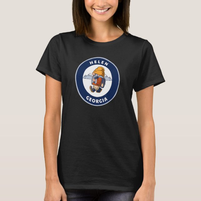 Cute Helen Georgia Mountains Ga Hiking Gnome Souve T-Shirt (Front)