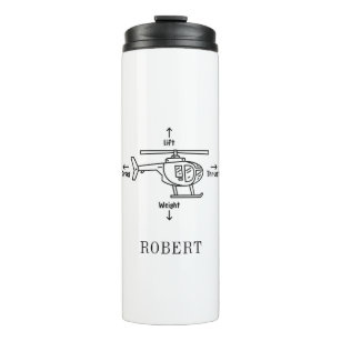 Cute Helicopter Four Forces Illustration Custom Thermal Tumbler